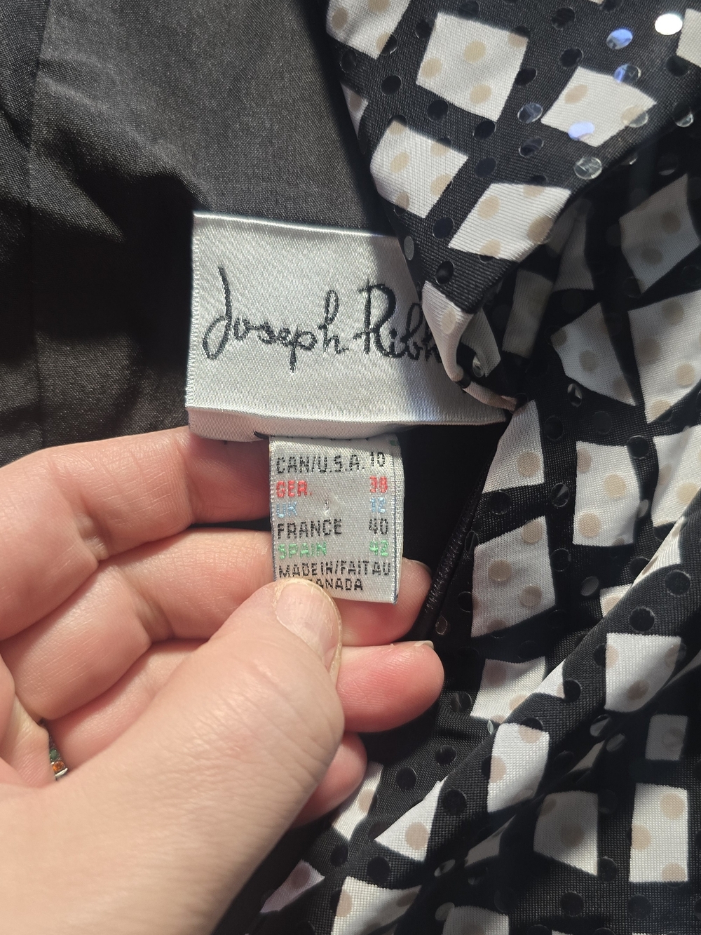 Joseph Ribkoff Geometric Checkerboard Collared Wrap Front Blouse Jacket - Picture 4 of 7